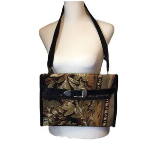 Upcycled Recycled Billboard Green and Black Shoulder Bag